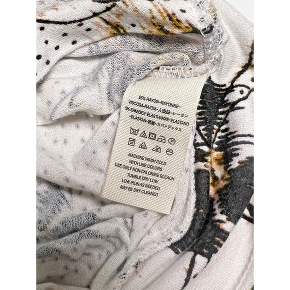 Free People MEDIUM Last Time FLORAL Printed Draped Bell-Sleeve BOHO Top  Ivory - Picture 6 of 8